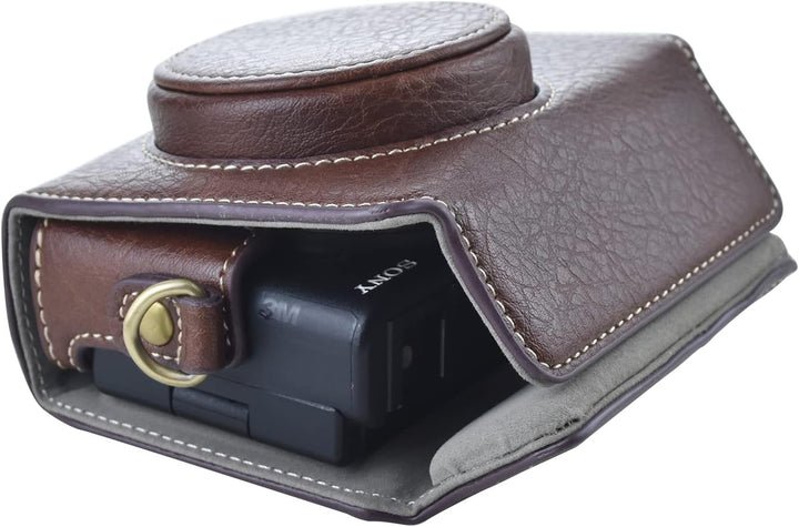 Rieibi ZV1 Tasche – Vintage Kameratasche aus PU-Leder für Sony ZV1 ZV-1 DSLR-Kamera – Schutzhülle mi