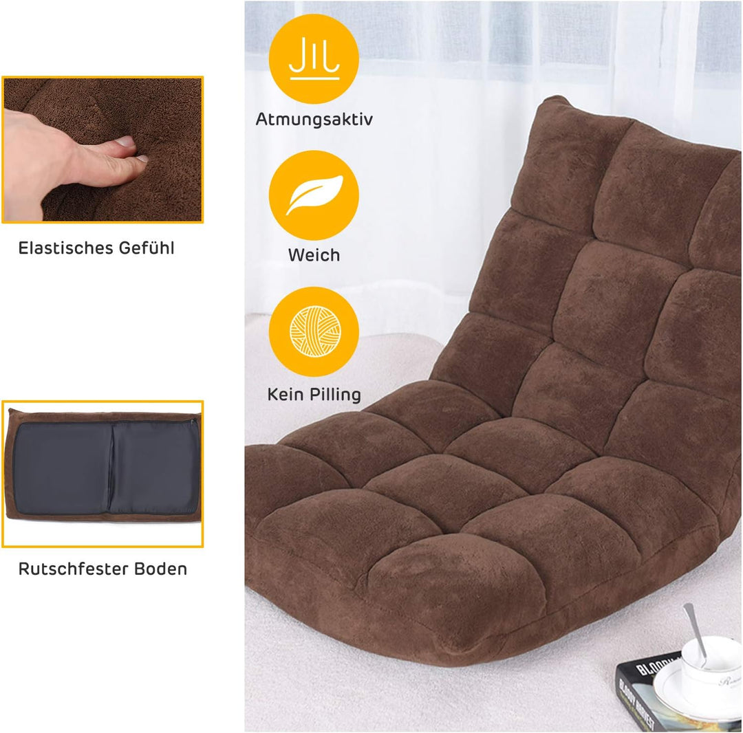 RELAX4LIFE Bodenstuhl Klappbar, Bodensessel mit Verstellbarer Rückenlehne &amp; Liegefunktion, Bodensitz