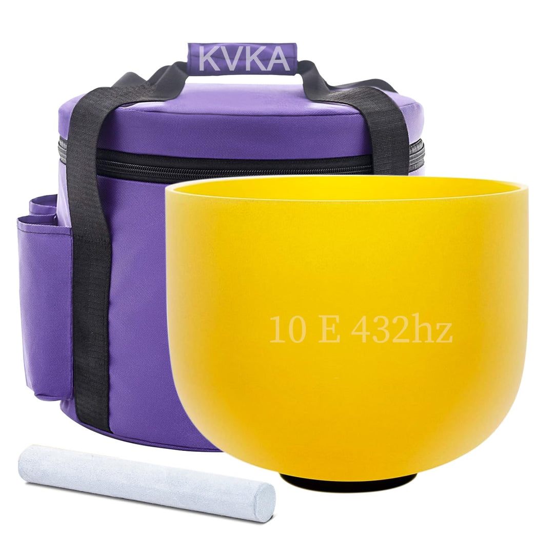 KVKA 25cm Klangschalen, 432Hz E note 10 inch Gelb Chakra Sound Healing Klangschale für Meditation St