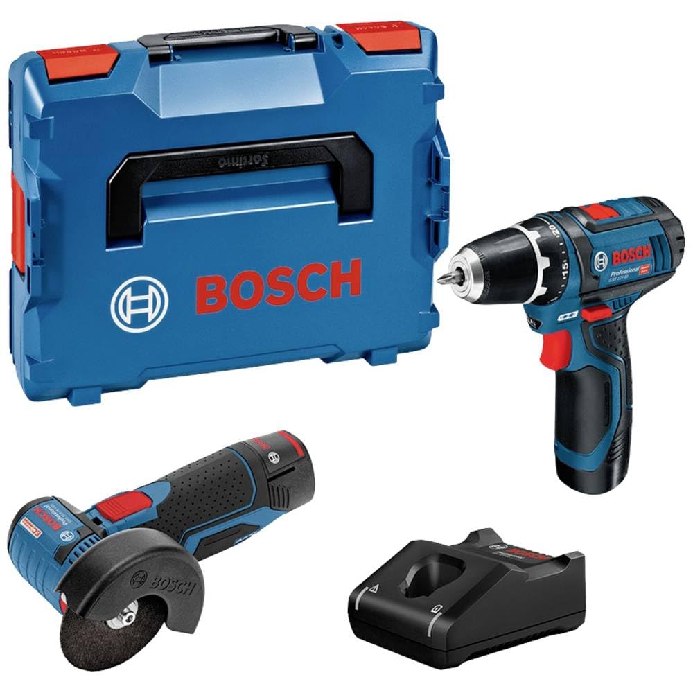 Bosch Professional 12V System Combo Kit: Winkelschleifer GSR 12V-15 + Bohrschrauber GWS 12V-76 (inkl