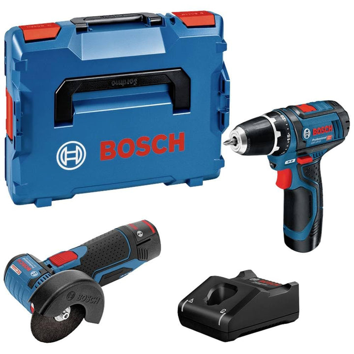Bosch Professional 12V System Combo Kit: Winkelschleifer GSR 12V-15 + Bohrschrauber GWS 12V-76 (inkl