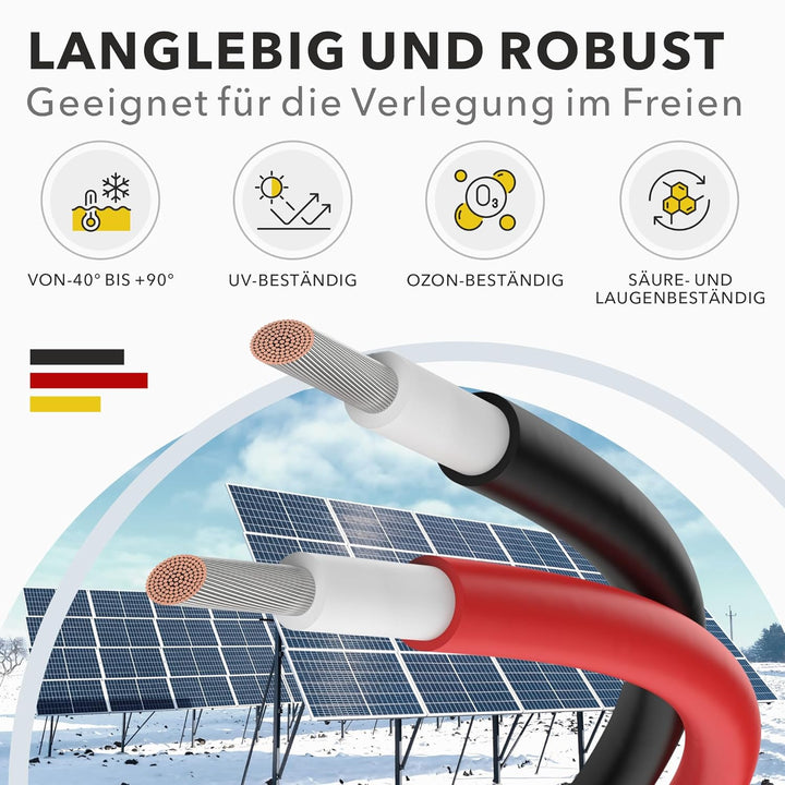 RedStar24 Premium Solarkabel 4mm² Rot - 30m - TÜV SÜD geprüft - UV-beständig, flexibel, Photovoltaik