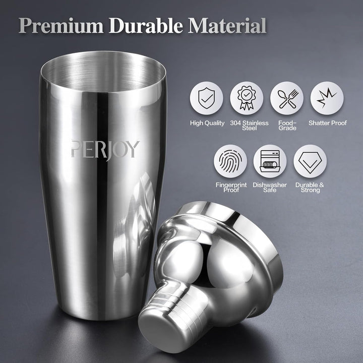 Perjoy 12pcs Cocktail Shaker mit Ständer, Rostfreie Stähle Cocktail Set Mit Doppelten Jigger, Einer
