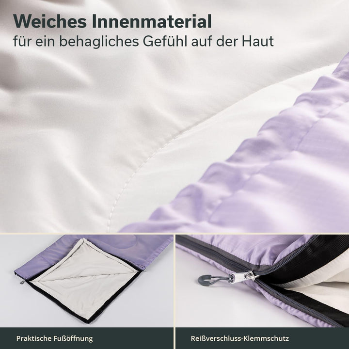Skandika Deckenschlafsack Skye | Schlafsack 3 Jahreszeiten, mit Kissen, koppelbar, 220 x 75 cm, 250g