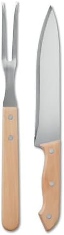 Hochwertiges Edelstahl Grill-BBQ-Set aus 5 Teilen mit Messern, Schneidebrett, Schärfer und Gabel - S