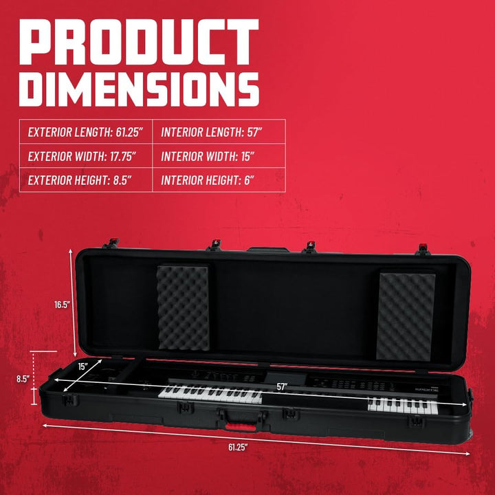 Gator Cases Hartschalen Flight Case für schlanke, extra lange 88-Tasten-Keyboards mit TSA-zugelassen