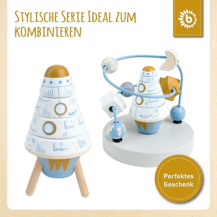 Bieco Motorikschleife Rakete | Motorikspielzeug ab 1 Jahr | Niedliches Labyrinth Spiel in Raketen De