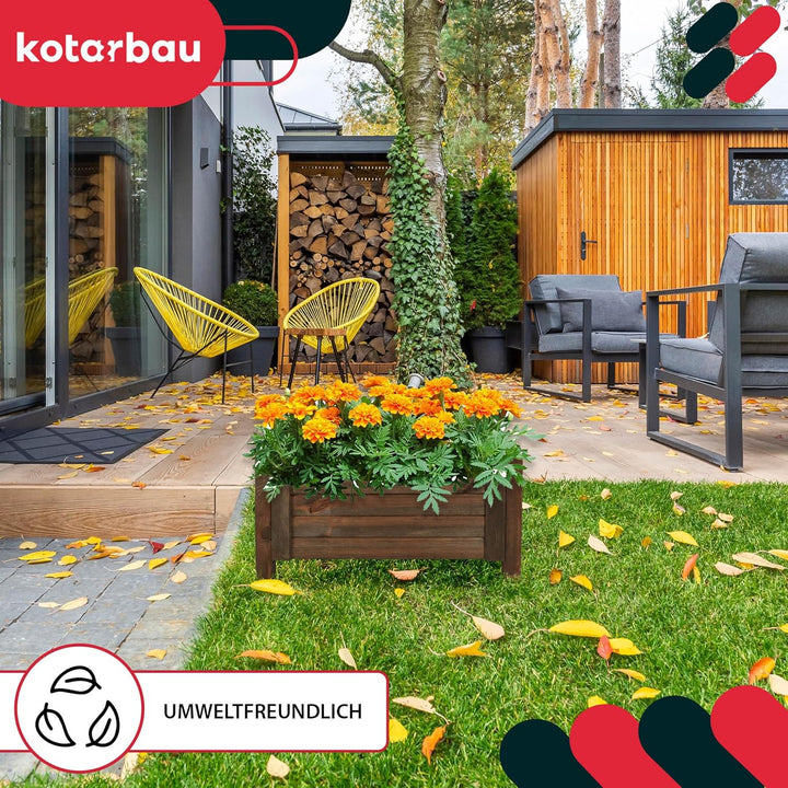 KOTARBAU® Blumenkasten - 60 x 60 x 30 cm - Pflanzkasten mit Vlies - Pflanzkübel gross aussen - Balko
