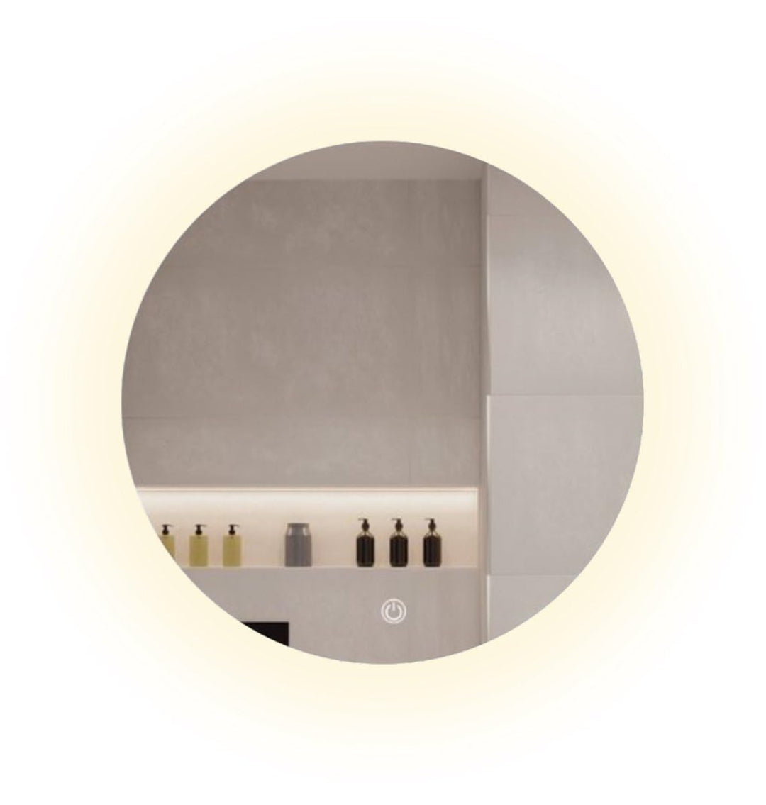 SensaHome – Runder Badezimmerspiegel ohne Rahmen mit LED-Beleuchtung – dimmbar – Wandspiegel – 50 cm