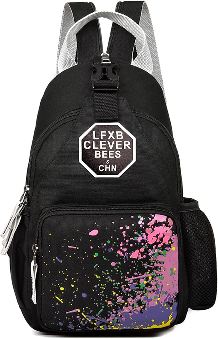FANDARE Lässig Brusttasche Sling Bag Klein Rucksack Schulranzen Umhängetasche Schulrucksack Sporttas