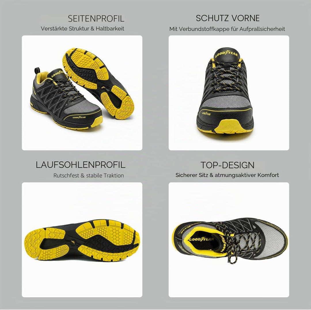 Goodyear Herren Sicherheitsschuhe, Black Yellow, 42 EU Schwarz Gelb 42 EU, Schwarz Gelb 42 EU