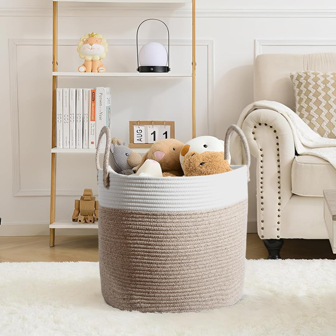 SYLANDO D40*H34cm Waschekorb aus Baumwolle mit Griffen, Aufbewahrungskorb Geflochten, Laundry Basket
