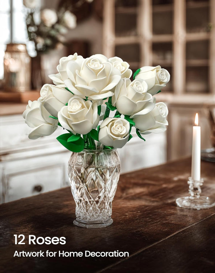 Millionspring-Bausatz für weisse Rosensträusse, weisse künstliche Rosen, Geschenke für Ihn Sie zur V