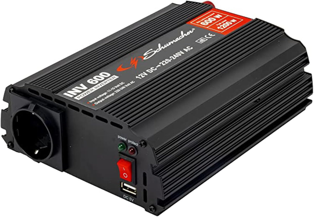 Schumacher INV 600 Spannungswandler Modifizierter Sinus-Wechselrichter 12V DC > 230V AC - Dauerleist