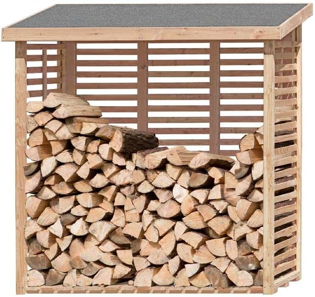 Gartenpirat Holzunterstand für Kaminholz Hylla aussen mit Rückwand Lärche – Kaminholzregal für 2 m³