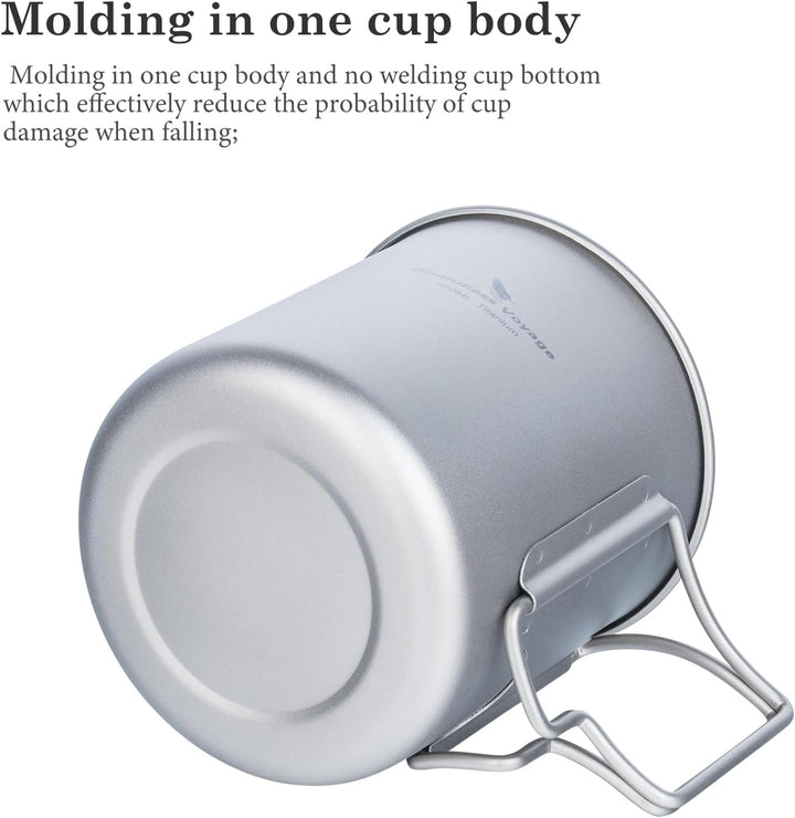 iBasingo 420ml Camping Becher Outdoor Tasse Titan Trinkbecher Mug mit Deckel & Klappgriff Ultraleich