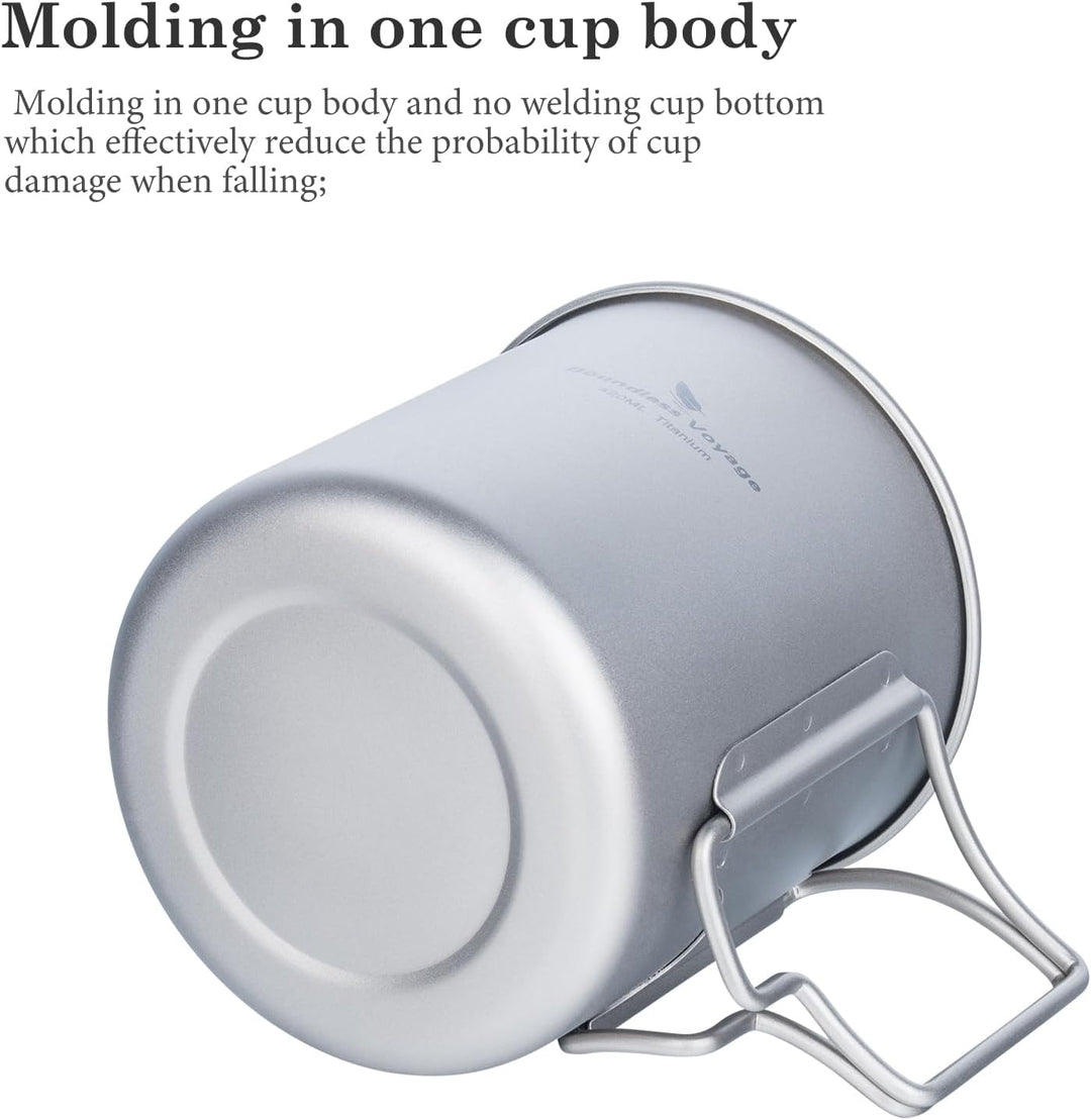 iBasingo Titan Becher Camping Topf Outdoor Kaffee Tee Tasse mit Deckel & Faltbarem Griff 200ml/300ml