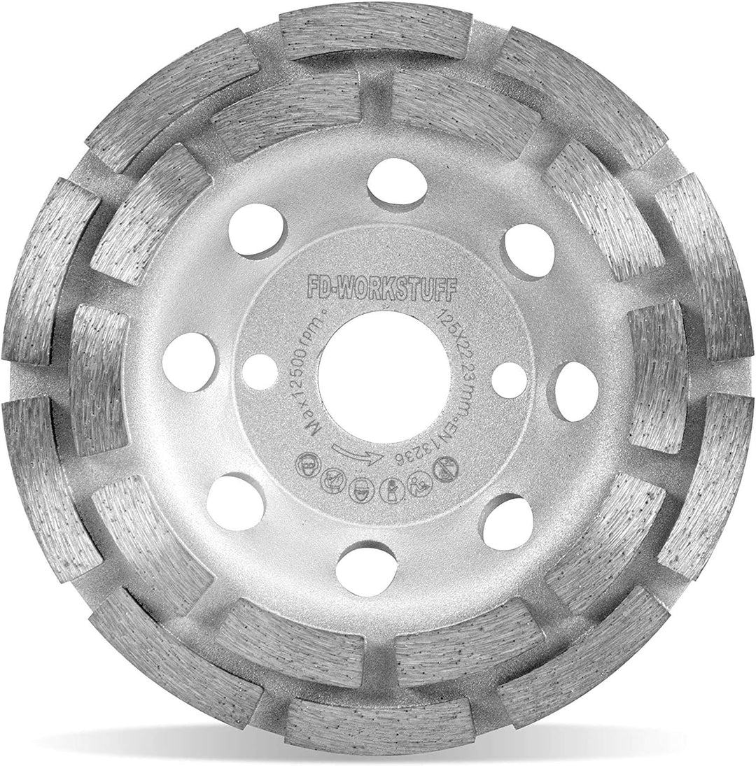 Premium Diamant-Schleiftopf │ 2 Stück │ Ø 125 mm x 22,2 mm │ 2-reihig │ für Beton, Granit, Mauerwerk