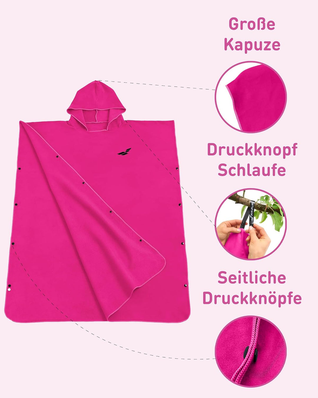 Fit-Flip Surfponcho, Umziehhilfe Damen &amp; Herren – kompakt und sehr leicht – Badeponcho, Umziehhilfe,