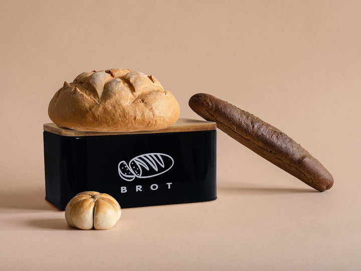 Theo&Cleo Brotkästen mit Deckel, Deckel aus Ökologisches Bambus, Kann als Schneidebrett, Geräumiger