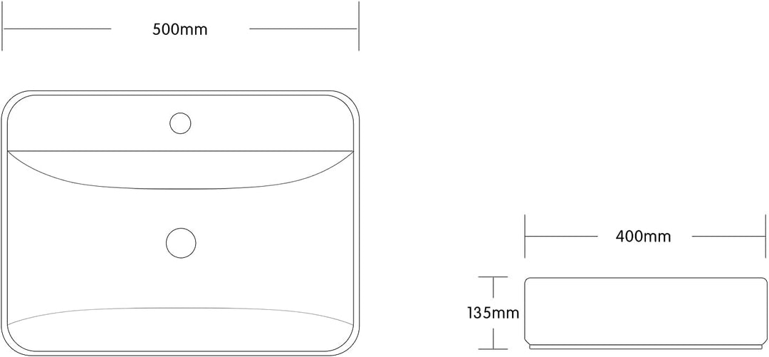 Art-of-Baan Premium Waschbecken eckig - Hochglanz Aufsatzwaschbecken - Keramik-Becken für Waschtisch