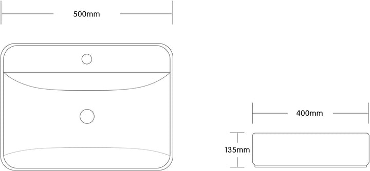 Art-of-Baan Premium Waschbecken eckig - Hochglanz Aufsatzwaschbecken - Keramik-Becken für Waschtisch