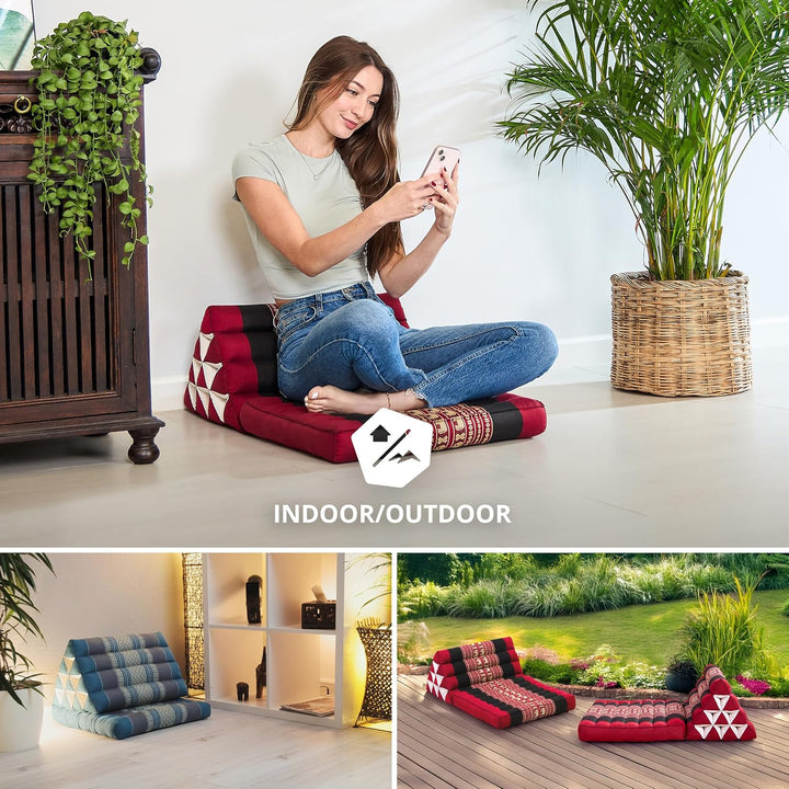 livasia Thaikissen mit 1 Auflage, Dreieckskissen mit Sitzkissen, Keilkissen mit Kapok, Rückenkissen