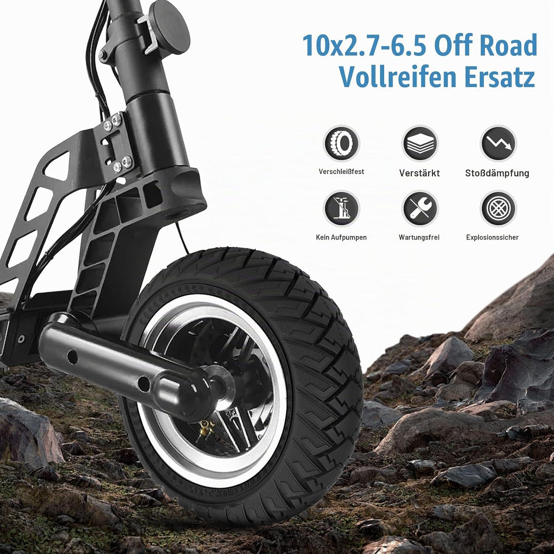 SYACHI 10x2,70-6,5 Offroad-Vollreifen für Elektroroller, Schlauchloser Offroad-Reifen, 10 Zoll Schla