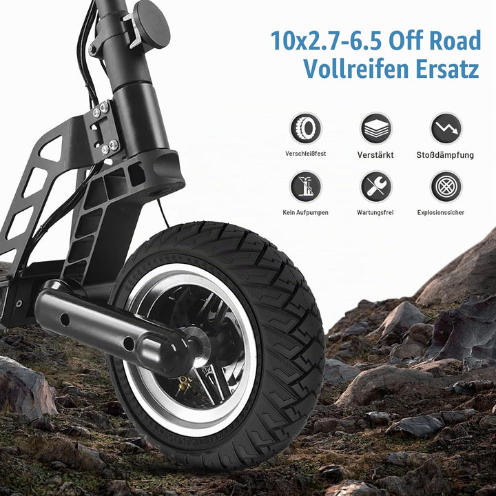 SYACHI 10x2,70-6,5 Offroad-Vollreifen für Elektroroller, Schlauchloser Offroad-Reifen, 10 Zoll Schla