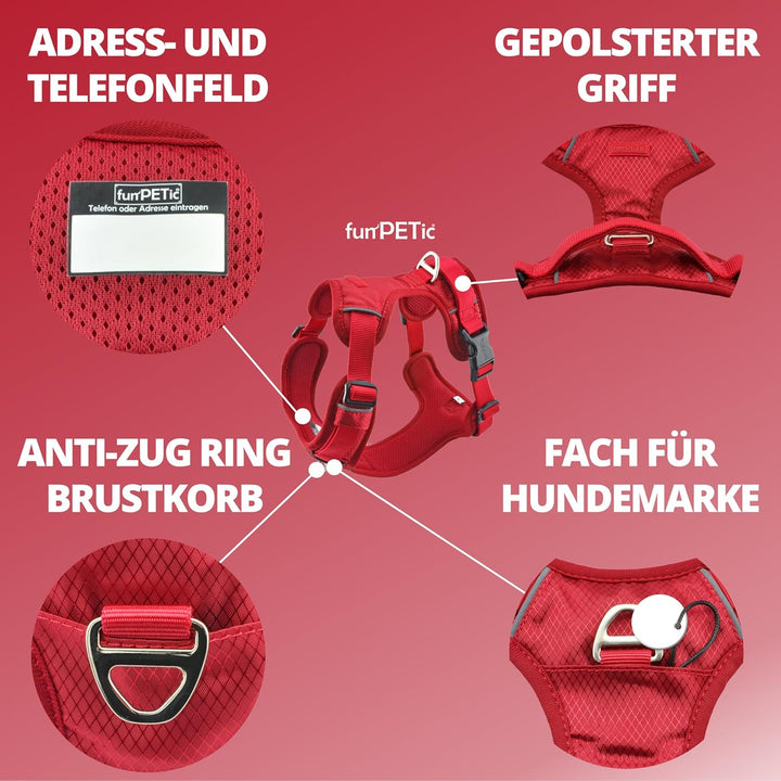 funPETic Hundegeschirr Essential - Anti-Zug Geschirr, reflektierend, gepolstert und atmungsaktiv - B