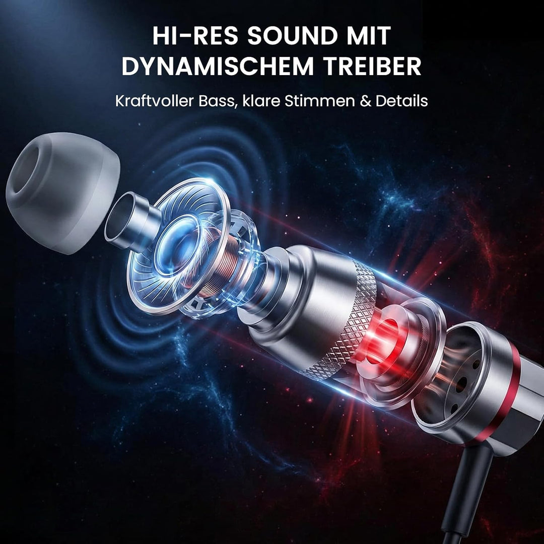 HIFI WALKER A1 Kabelgebundene Ohrhörer mit Mikrofon, 3,5 mm In-Ear Kopfhörer mit In-Line-Steuerung,