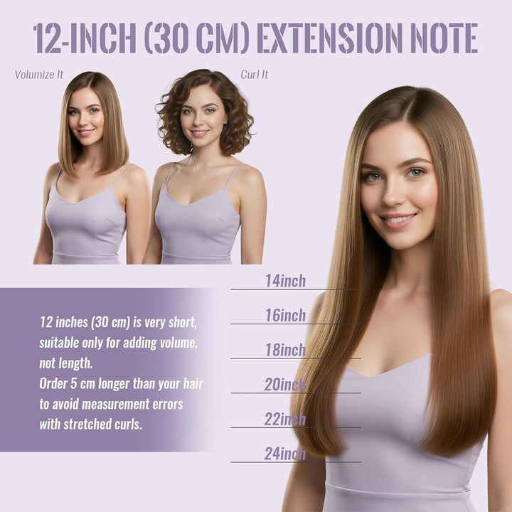 Fshine Echthaar Extensions Clip, 30cm 3 Stücke 50g Haarextension Echthaar Clip in Haarverlängerung M