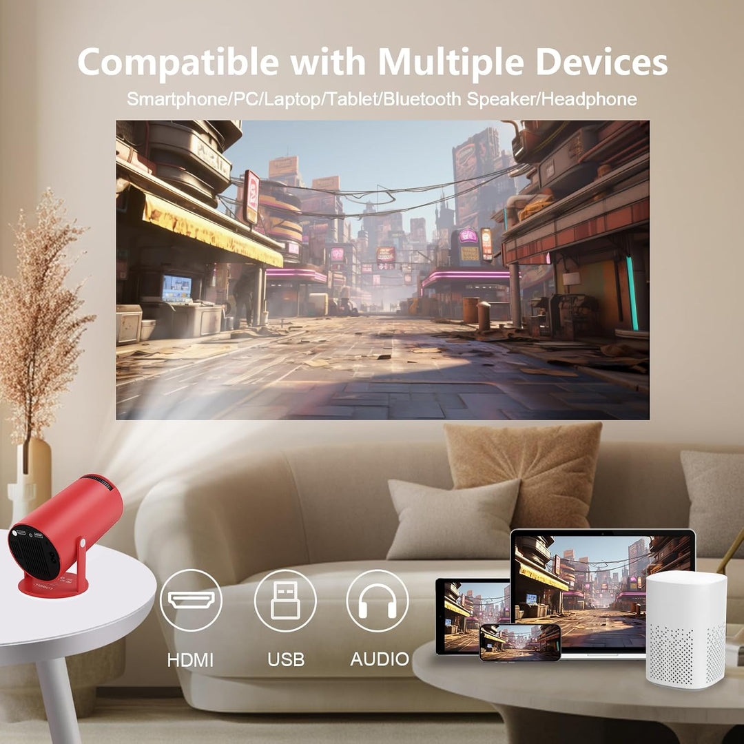 LQWELL® Beamer, Mini Projektor, unterstützt WiFi 5G, BT5.0 mit 11.0 Android OS, Automatische Trapezk