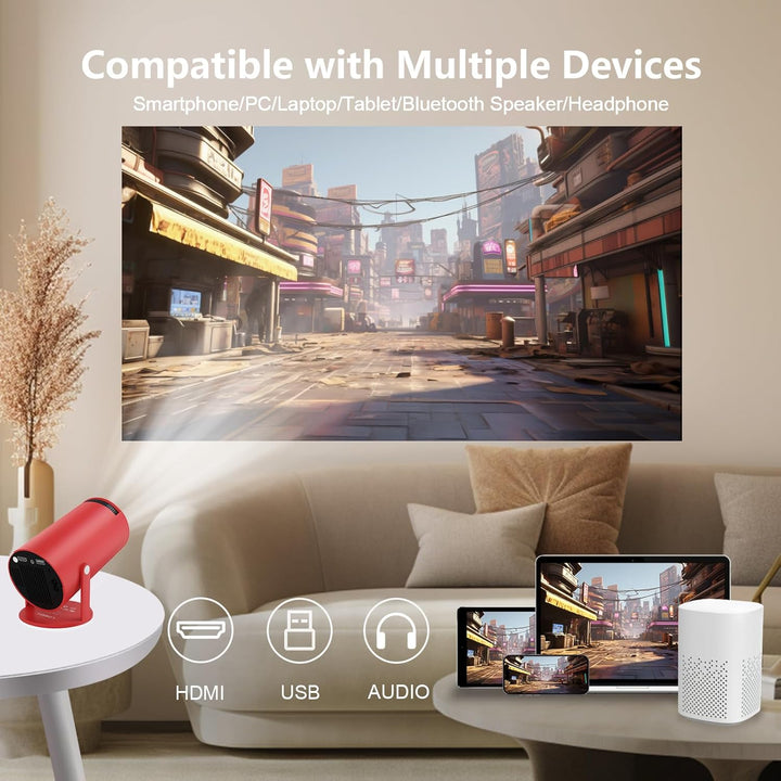 LQWELL® Beamer, Mini Projektor, unterstützt WiFi 5G, BT5.0 mit 11.0 Android OS, Automatische Trapezk