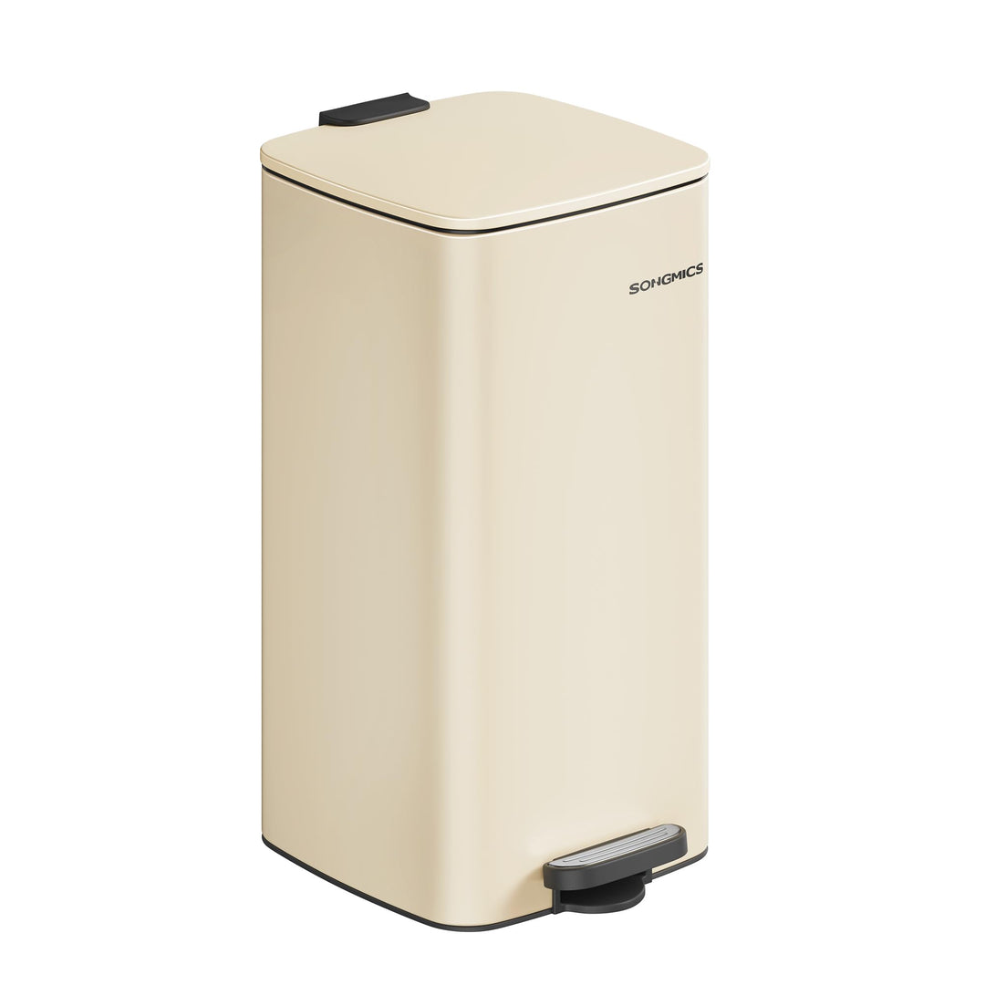 SONGMICS Mülleimer Küche, 30 Liter Abfalleimer, Tretmülleimer, Stahl, mit Inneneimer, Softclose, Off