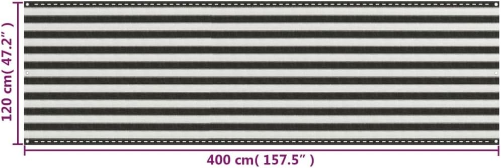 Balkon Sichtschutz Terrasse 120x400 cm mit Ösen Balkonbespannung Schimmel und UV Beständig Balkonver