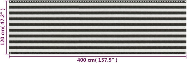 Balkon Sichtschutz Terrasse 120x400 cm mit Ösen Balkonbespannung Schimmel und UV Beständig Balkonver