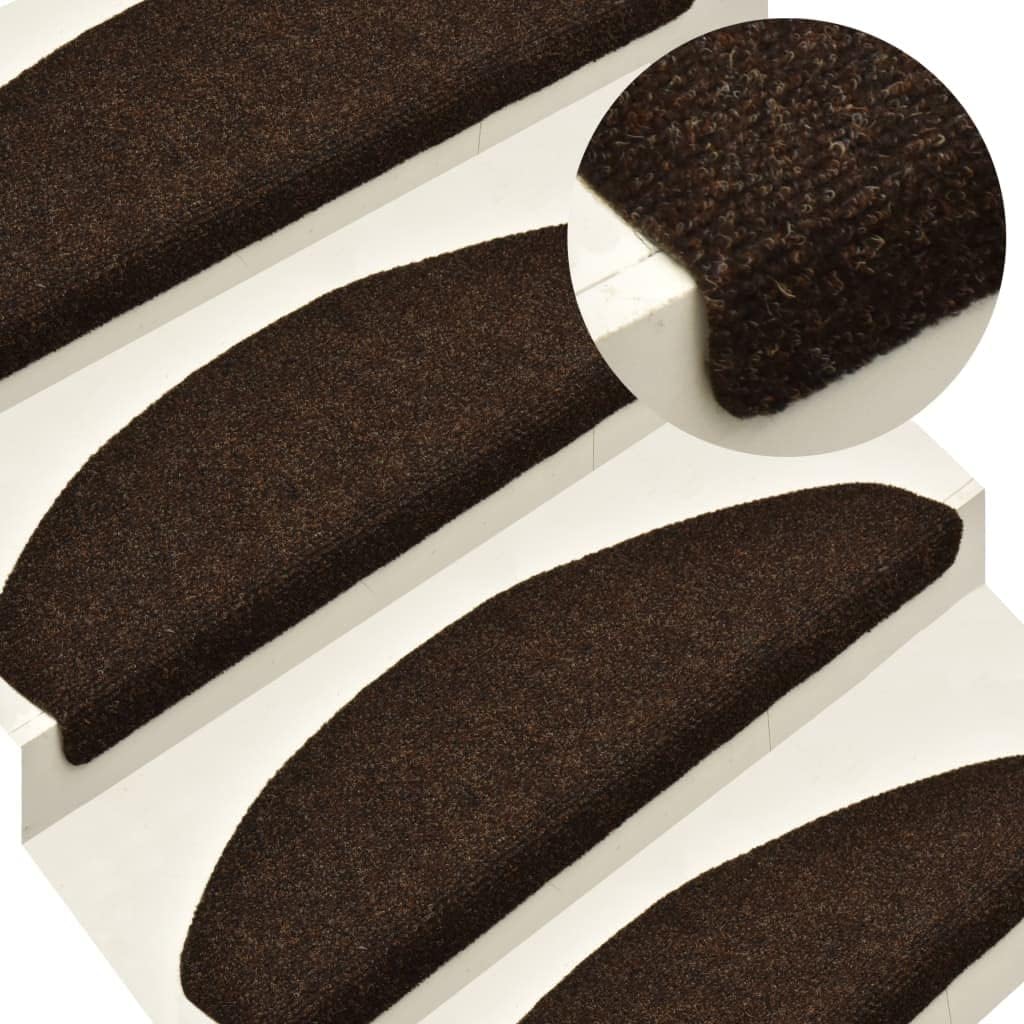 homiuse Treppenmatten Selbstklebend 15 STK. Braun 56x17x3 cm Nadelvlies Treppenstufen Matten Modern
