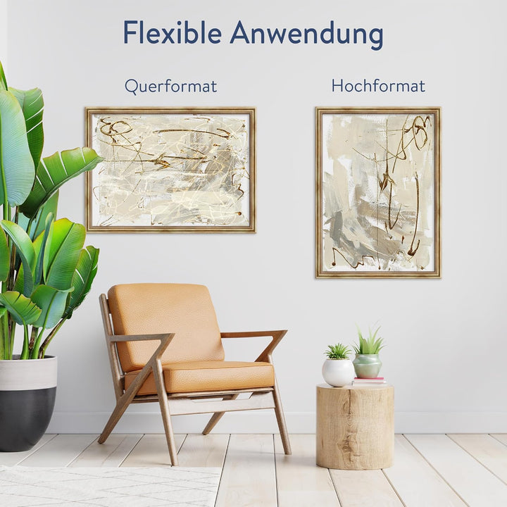 WANDStyle Bilderrahmen Antik 40x60cm I Farbe: Gold I Holzbilderrahmen I Fotorahmen I Goldener Barock