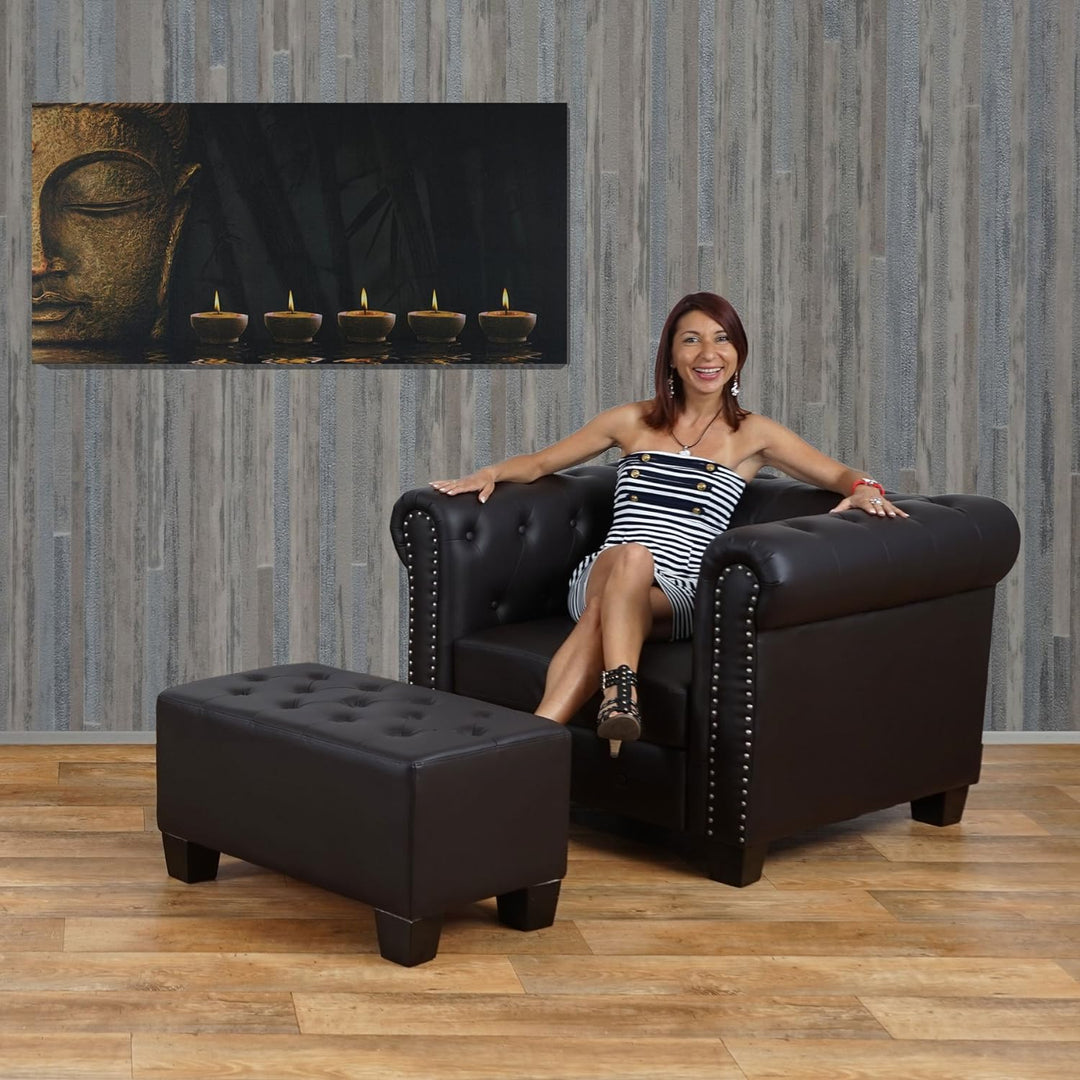 Mendler LED-Bild-AM, Leinwandbild Leuchtbild Wandbild, Timer FSC-zertifiziert - 110x55cm Buddha, fla