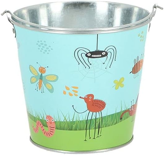 Rivanto® Kinder Eimer Insekten mit Tragegriff für Gartenarbeiten, verzinktes Eisen, Ø16 x H18 cm, zu