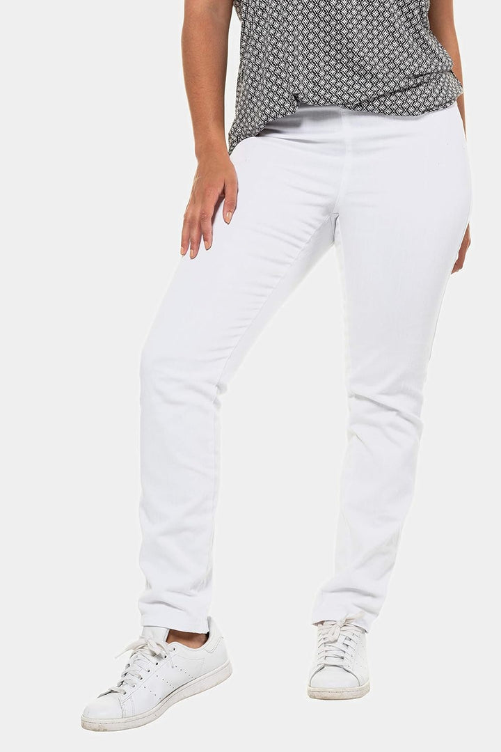 Ulla Popken Damen Jeggings Sienna, Stretch, Gürtelschlaufen Slim Jeans 26 Schneeweiss, 26 Schneewei&amp;