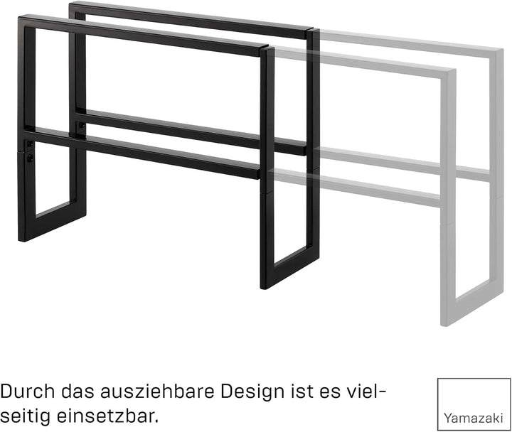 YAMAZAKI Extendable shoe rack 2 tier für Schuhe - Line - black Schwarz Single, Schwarz Single