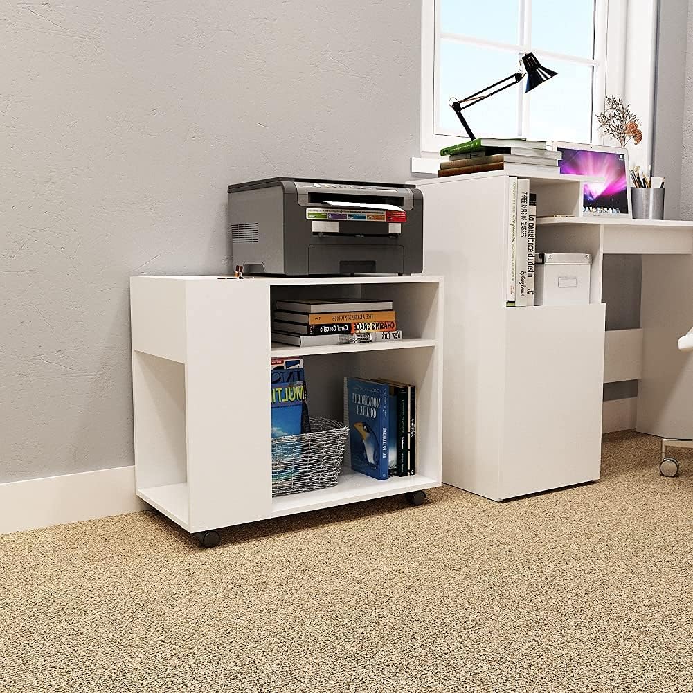 Mondeer Aktenschrank, Büroschrank mit Verstellbaren Trennwänden und Universalrädern Modern Einfach f