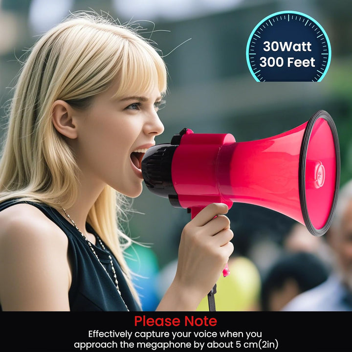 MyMealivos Tragbares Megafon Bullhorn 20 Watt Power Megafon Lautsprecher Sprach- und Sirenen-/Alarmm