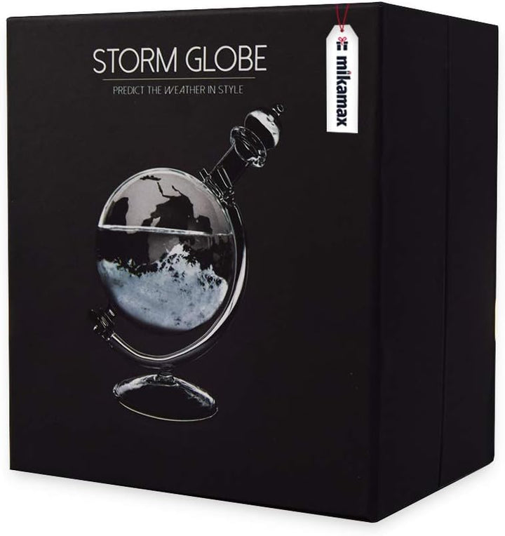 MikaMax - Storm Glass Globe - Wettervorhersage Globus - Wetterglas - Barometer - 19 x 15 x 10 cm - O
