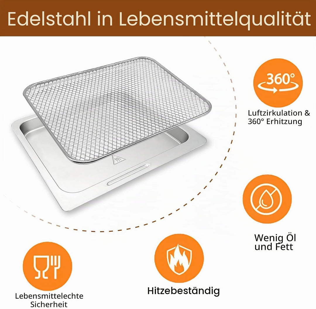 4 Stück Set Air Fryer Drip Pan mit Korb für Multifunktionale Digital 10 QT 10L XL Air Fryer 17 Touch
