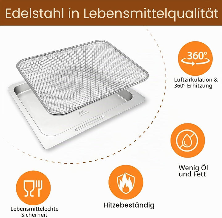 4 Stück Set Air Fryer Drip Pan mit Korb für Multifunktionale Digital 10 QT 10L XL Air Fryer 17 Touch