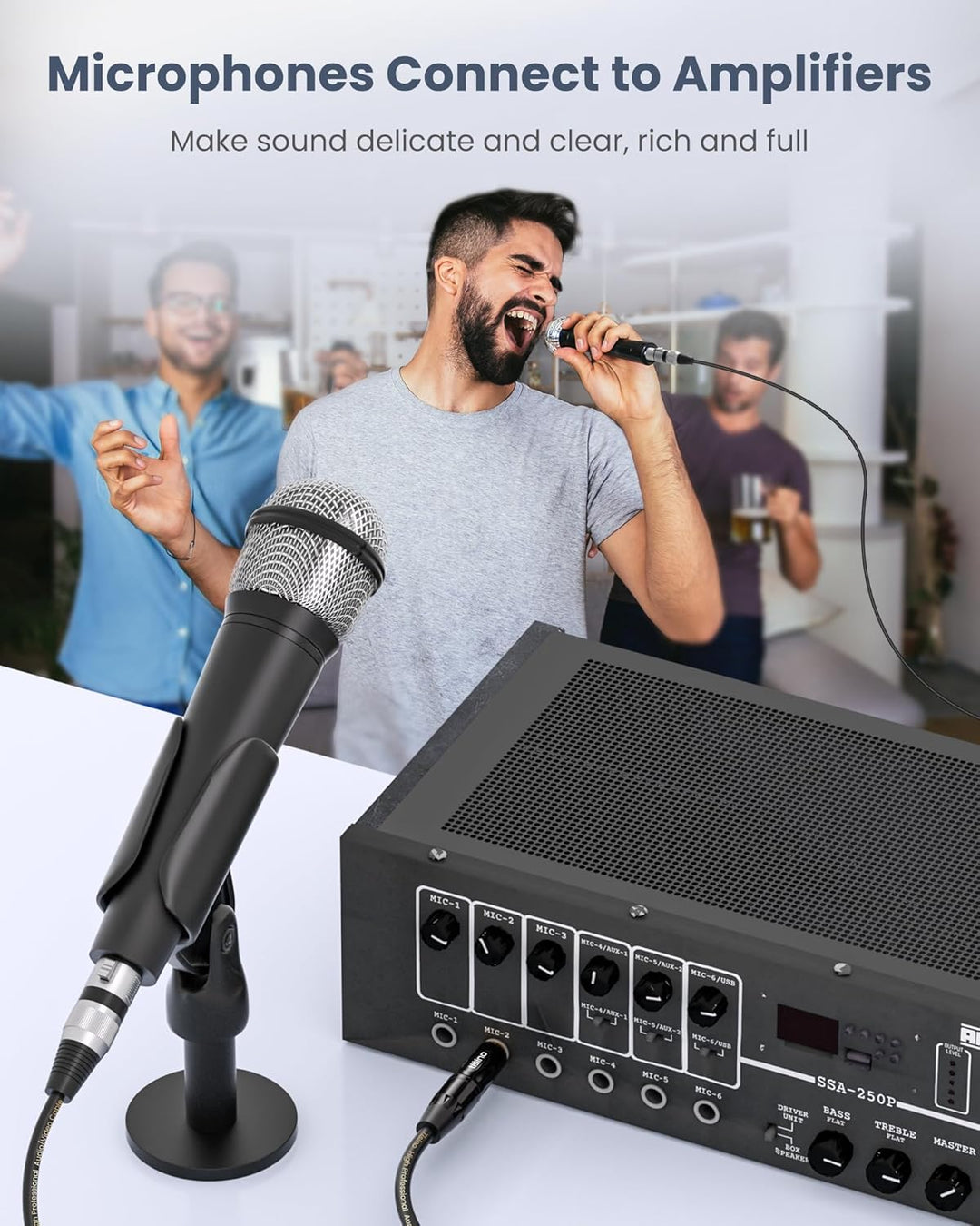 Tisino XLR auf Klinke 6,3, (2M) XLR-Buchse auf 6,3 mm Klinken Stereo Mikrofonkabel Symmetrisches Sig