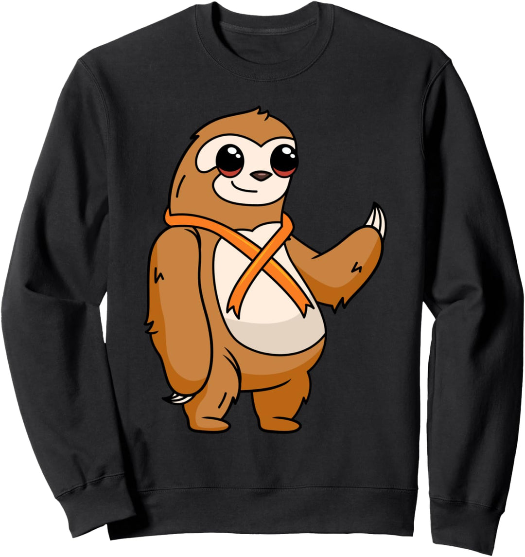 Kawaii Faultier Big Eyes Orange Nierenkrebs Bewusstseinsband Sweatshirt
